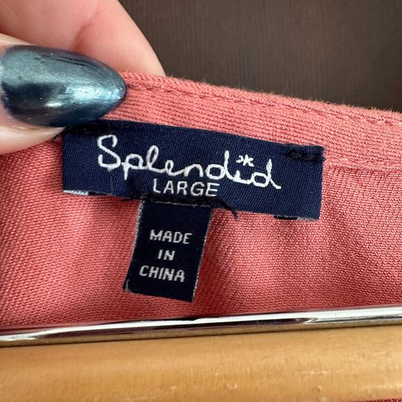 SPLENDID | Coral PInk Tencel Henley Neck Sleeveless Dress Sundress | Size Large - Picture 5 of 8